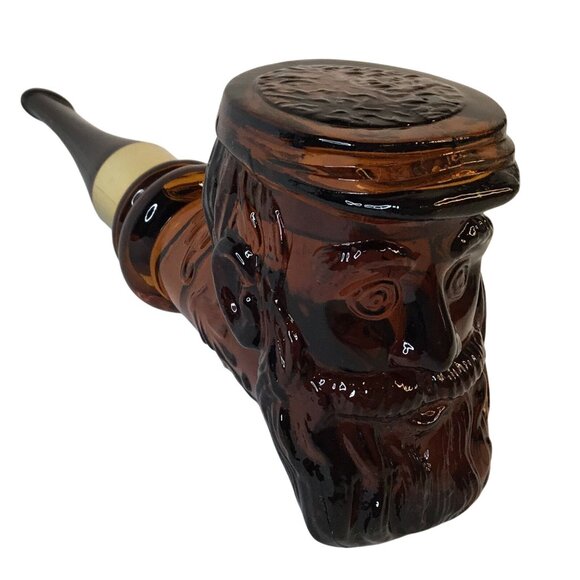 AVON 1973 Brown Glass Pipe Decanter Bottle Soldier Civil War Barware EMPTY DAD - Picture 1 of 8